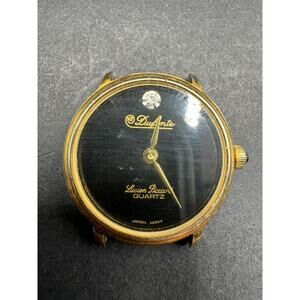 Dufonte by Lucian Picard Black & Goldtone Watch Black Face Diamond Accent